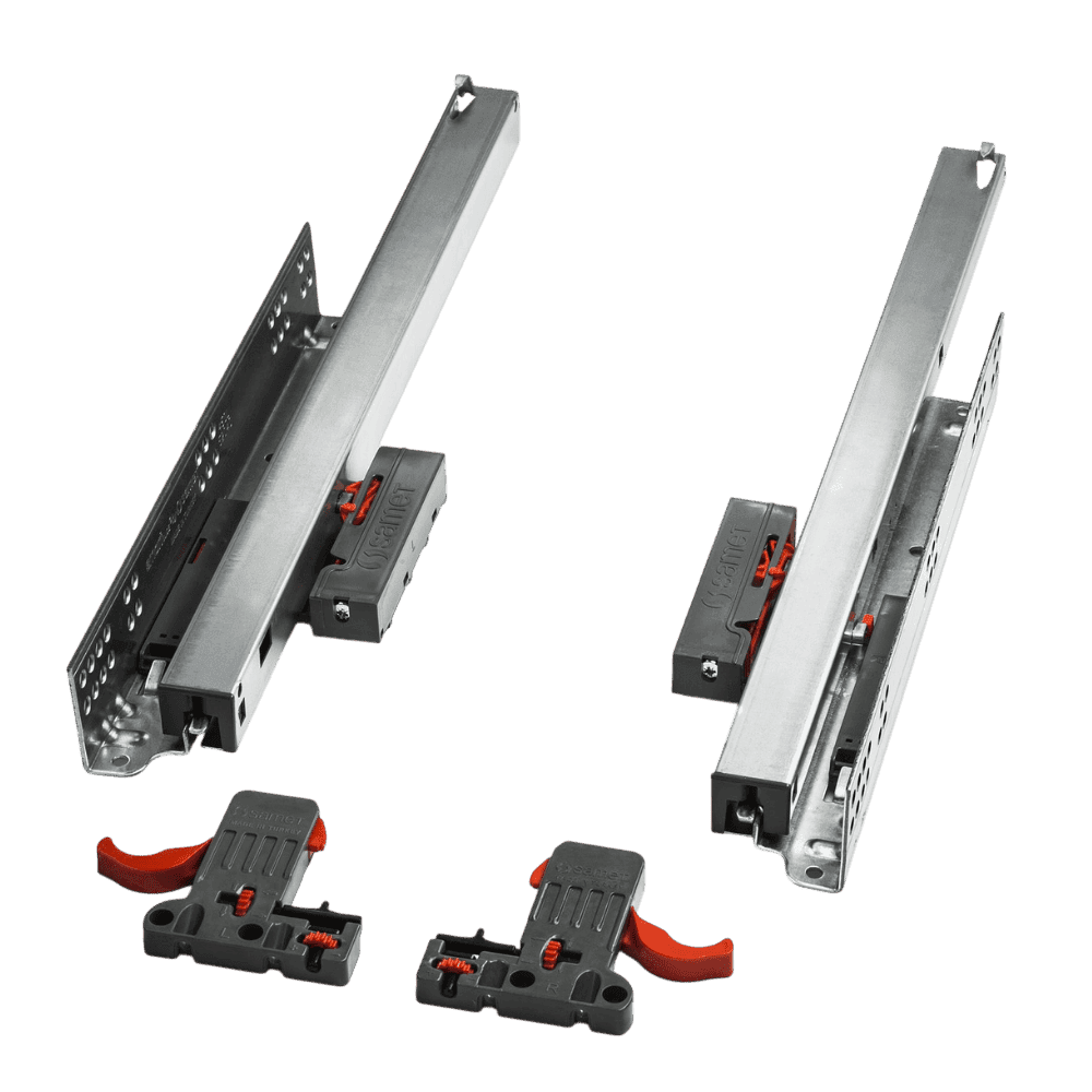 Glissières de tiroir a encastrer avec extraction totale