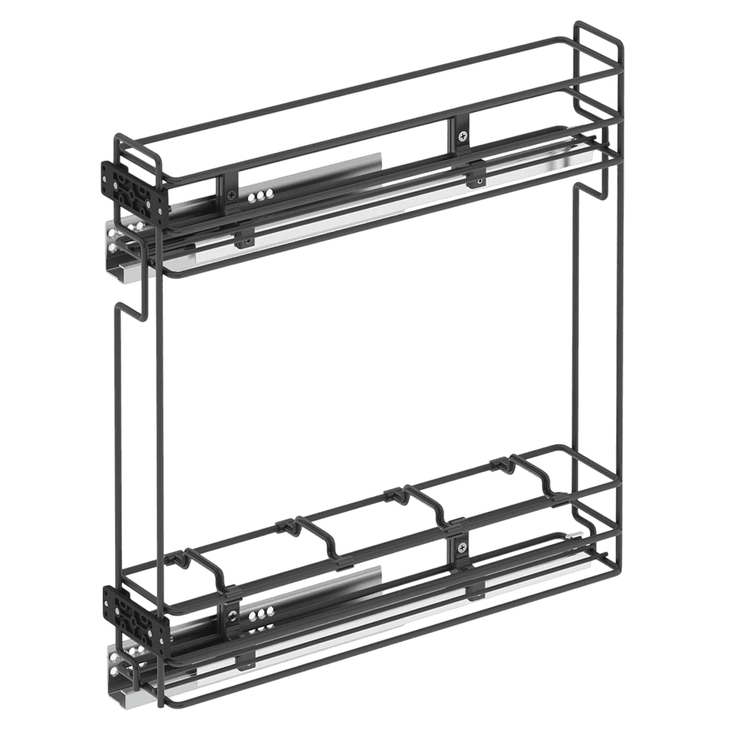 Porte-bouteille 150mm coulissante à fond bois, Droite
