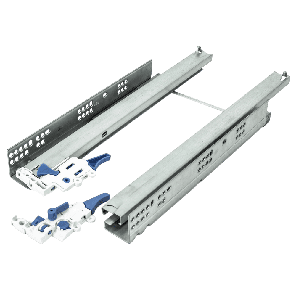 Glissières de tiroir a encastrer avec extraction totale