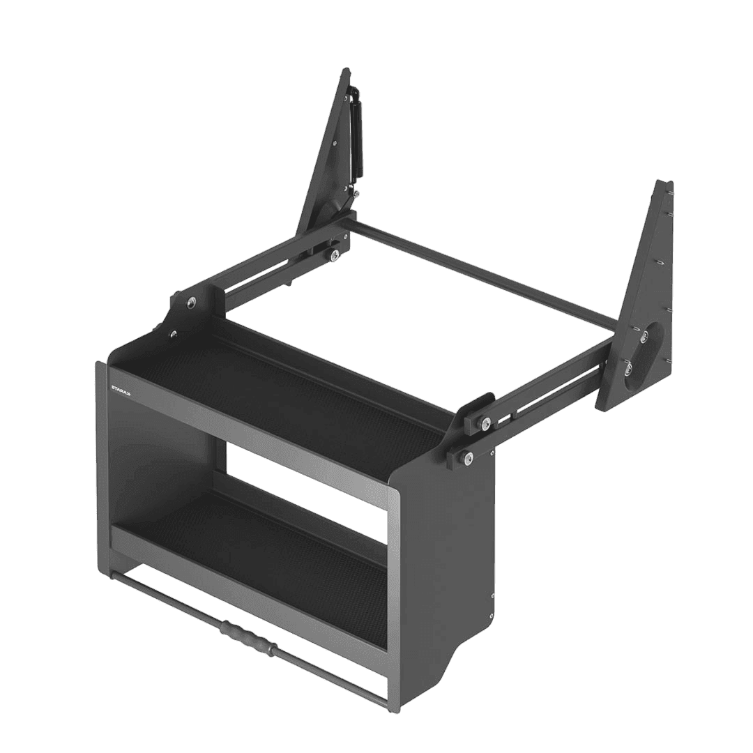 Etagère rabattable à fond antidérapant avec élévateur